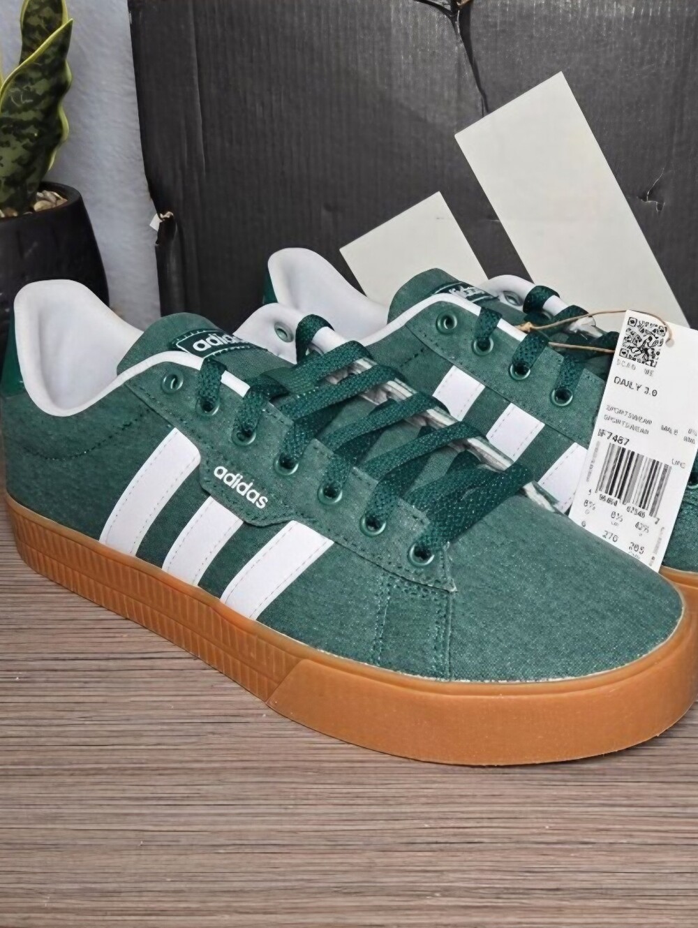 Adidas Daily 3.0, sport inspired, low top green, tan gum soles. Size: M 9 NWT